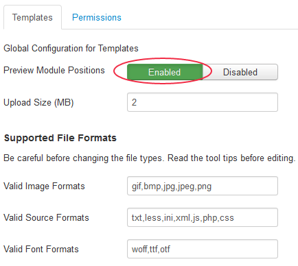enable module preview joomla