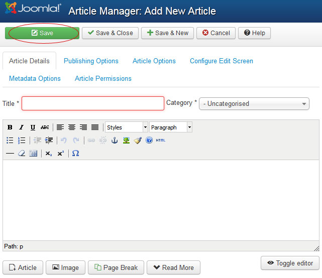 Save and Publish the Article